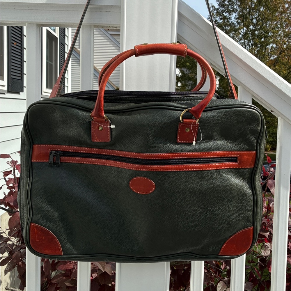 dinoffer New York Men’s Leather Travel Bag Green & Brown